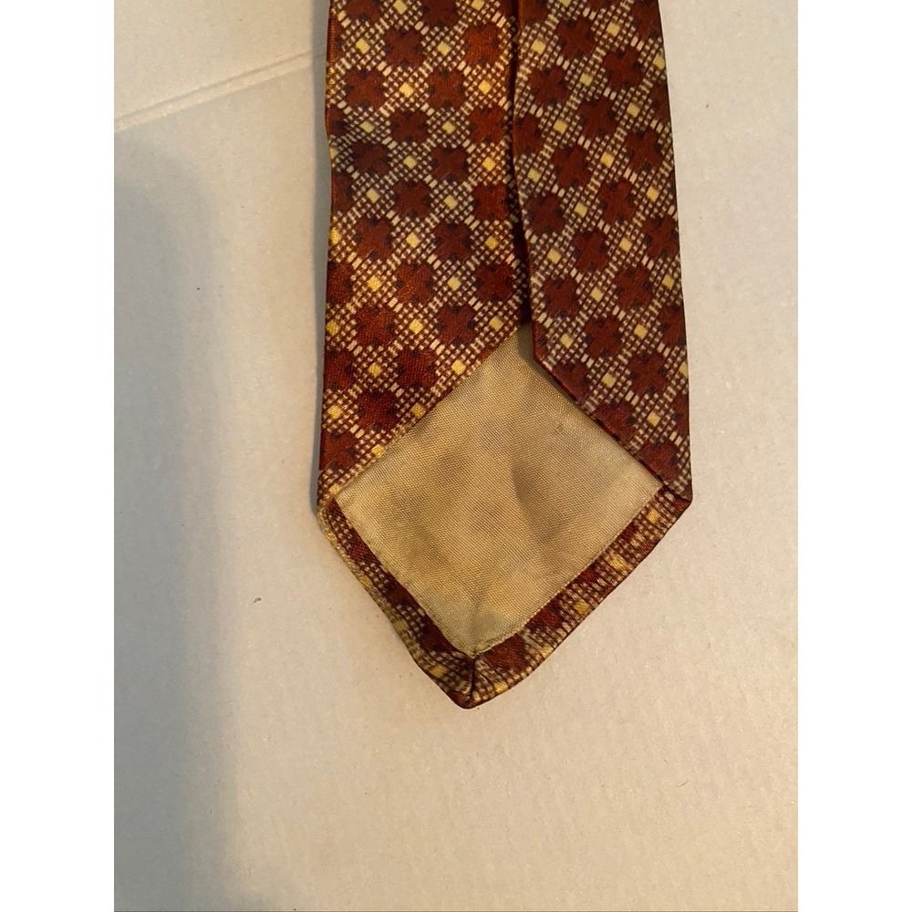 Vintage Wembley Rust Gold Geometric Rayon Celanese Men's Necktie Retro 1940s 50s